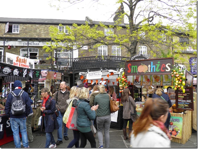 Some of the food stalls at Camden Lock Market.