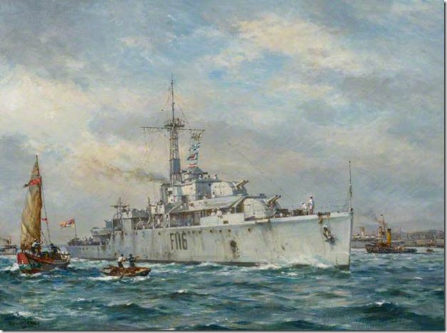 HMS 'Amethyst' Arriving at Hong Kong, 3 August 1949 from BBC website