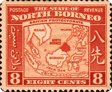 Stamp Showing Location Of British North Borneo