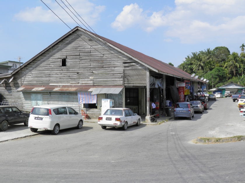 Wooden shophouses at Kg Tenghilan, Sabah