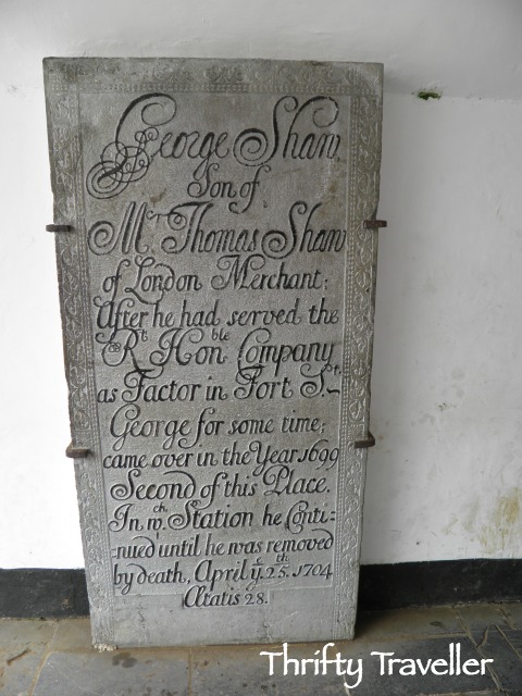 Tombstone of George Shaw at Bencoolen
